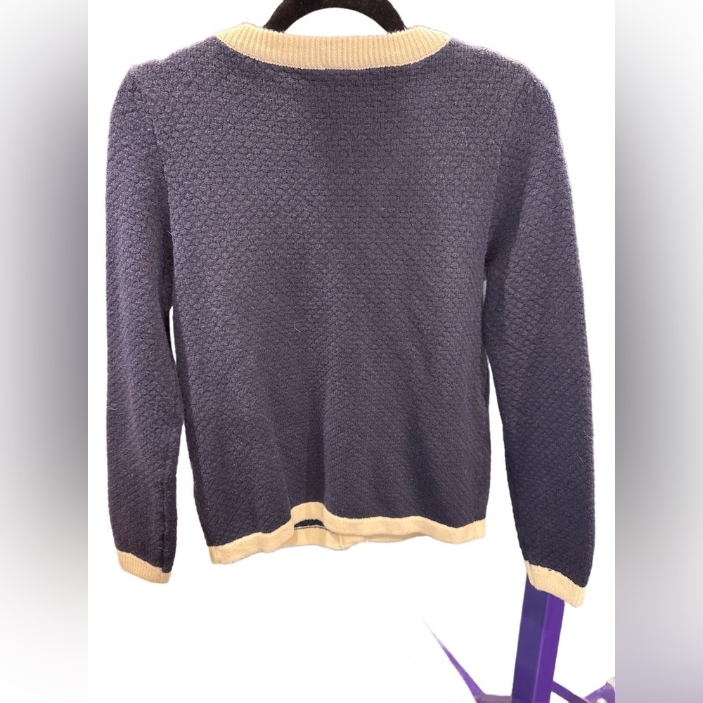 Navy and Cream Women's Cardigan - Picture 2 of 6